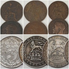 ENGLAND WW1 FARTHING PENNY PENCE SHILLING War 1914 1915 1916 1917 1918 