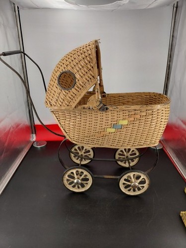 Vintage wicker doll pram - wicker,