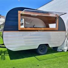 Retro Style Food Truck Trailer | Black Silver Mobile Coffee Snack Concession