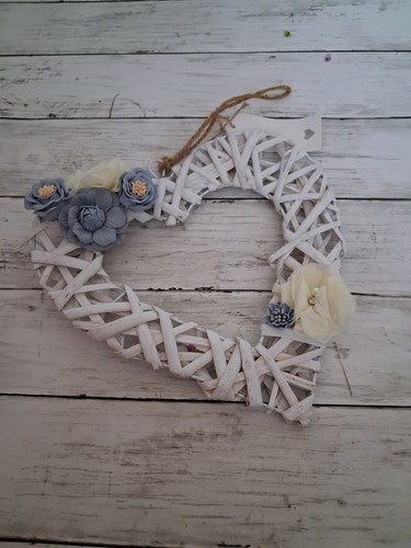 White wicker heart - wicker, with