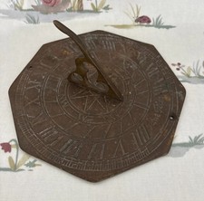 Antique Vintage Weathered Time Flies Metal Brass Sun Dial Sundial Garden 19cm