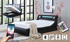 Ecasa Madrid Leather Ottoman Storage Bed With Bluetooth Speaker & LED Light