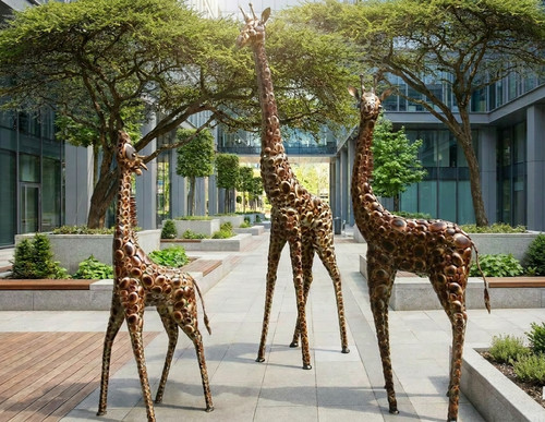 Life size metal - xl, giraffe