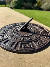 Cast Iron Sundial Gnomon Decorative Traditional Tabletop Garden Ornament Gift