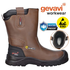 MENS WATERPROOF RIGGER SAFETY BOOTS LEATHER STEEL TOE CAP PULL ON WORK BOOTS SZ