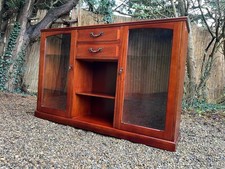 Vintage narrow mahogany sideboard 2 door drinks cabinet cupboard
