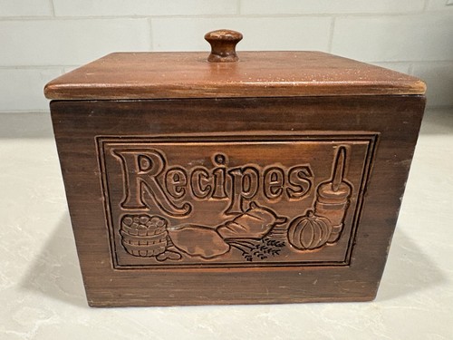 Vintage wooden recipe box - recipe,