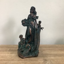 Beautiful Large 19th Century Antique Bronze Sculpture Lady With Children