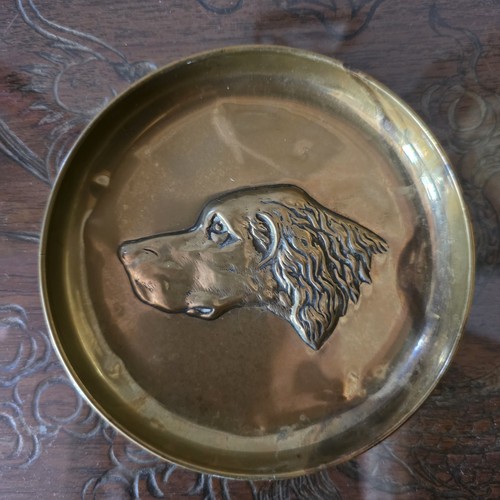Vintage brass dish dog - brass,