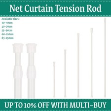 White Telescopic Tension Curtain Rods Adjustable Shower & Drapery Extension Pole