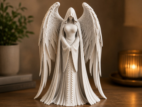 Hooded guardian angel statue - hooded,