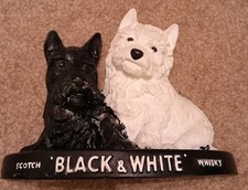 Large Vintage Black & White Whisky Bar Advertising Figure With Terrier Dogs 