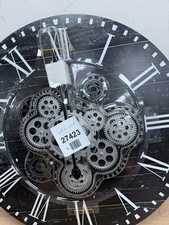 23" Wall Clock Real Moving Gears Vintage Industrial Black Roman Decor