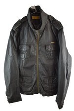 SUPERDRY Brad Brown Leather Biker Jacket size XL Mens Full Zip Casual Outdoors