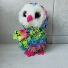 Rare Ty Beanie Boo - Owen the Multicoloured Owl - Plush Soft Toy 6" with Tags