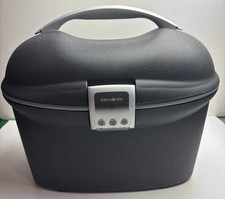 Samsonite Vintage Vanity Case Black Hard Shell Makeup Travel Black inc Mirror