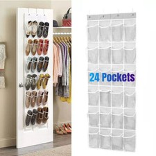 24 Over The Door Shoe Organizer Rack Hanging Storage Holder Hanger Bag Closet UK