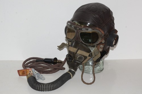 Ww2 raf flying helmet - flying, wired