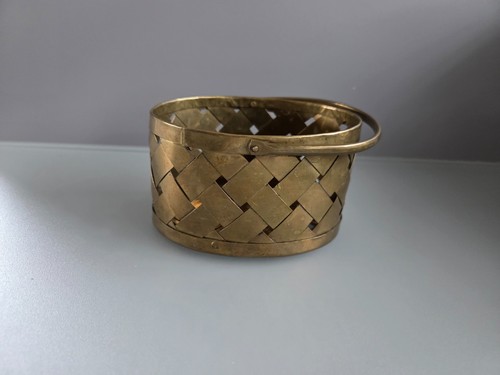 Vintage brass basket - vintage, with