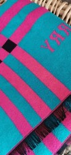 Genuine Burberry London 100% Cashmere Large Pink/Turquoise Scarf. Free Postage. 