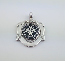 VTG GEORGE V SILVER & ENAMEL ST JOHN AMBULANCE ASSOC. WATCH FOB MEDAL HM 1933