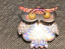 VINTAGE owl brooch badge
