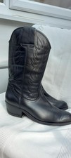 SANTA FE  Black  Leather Cowboy Western Mid Calf  Boots Made Spain UK12  EU 46
