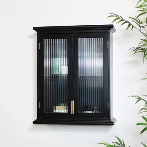 Black reeded glass - black, wall