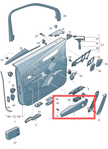 Audi left door armrest - left,
