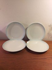 ROCHA JOHN ROCHA PORCELAIN PLATES X4, 20CMS DIAMETER White With Sky Blue Rim