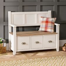 Cheshire Cream Painted Monks Hall Bench with 3 Drawers - Storage - WW38