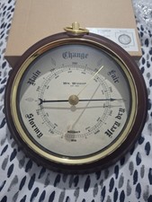 W M Widdop Round Barometer W8019 Made In England Glass & Wood Brand New Boxed