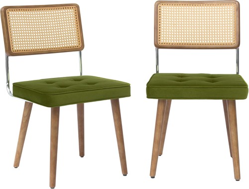 Rattan back dining chairs - 2x,