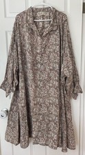 Magnolia Pearl cotton gray dress w/ purple and blue block print OOAK