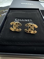 Gold White Black Pearl Diamanté Stud Chanel CC Earrings 
