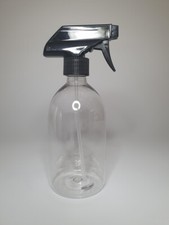 500ml PET Plastic Clear Boston Bottle & Black Trigger Spray Pump *Any Amount*