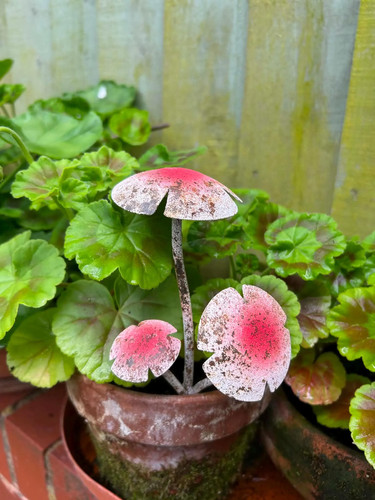 Metal red toadstool stake - metal,