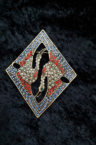 Large crane bird brooch - crane,