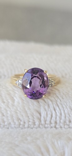 Amethyst and diamond ring - amethyst,