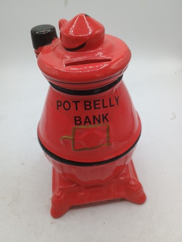 Vtg pot belly bank red - pot,