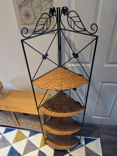 Wicker metal corner shelf - wicker,