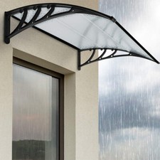 Curved Shielded Awning Front Door Canopy Rain Shelter for Back Door Porch Window