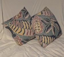  Sanderson Fitzroy square cushions in a colourful floral print 44cm  17" square 