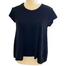 Bimba y Lola Womens M Short Sleeve Swing Top Black Yellow Mesh Capsule Luxury