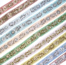 STUNNING BEADED/SEQUIN EMBROIDERED TRIM, 16MM WIDE, SOLD BTM, ART MB4184