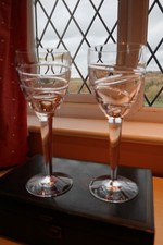 Two Stuart Crystal/Jasper Conran "Aura" Wine Glasses Superb Condition 10" tall