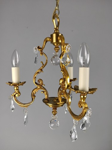 French gilt brass crystal