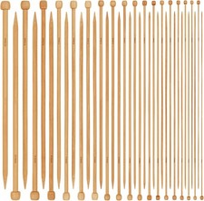 Wooden Knitting Needles Set, 18 Pairs of 35cm Long Bamboo Knitting Needles 