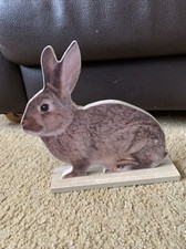 Large Wooden Rabbit Ornament on Stand - NEW