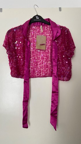 New tags pink sequin shrug - new, w